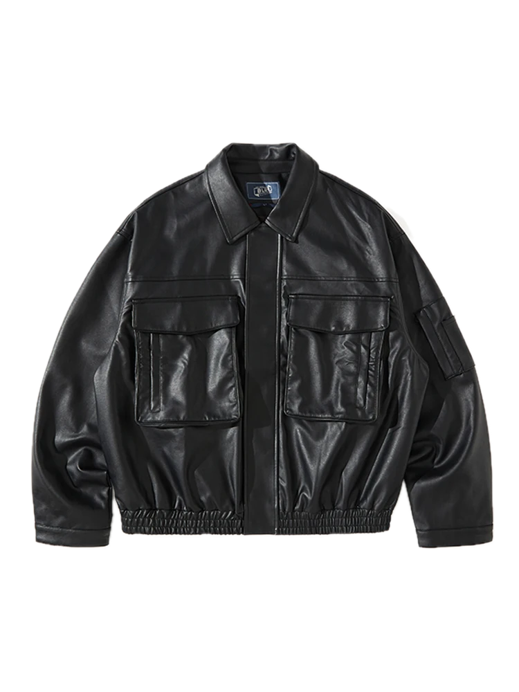 BLACK LEATHER BOMBER JACKET