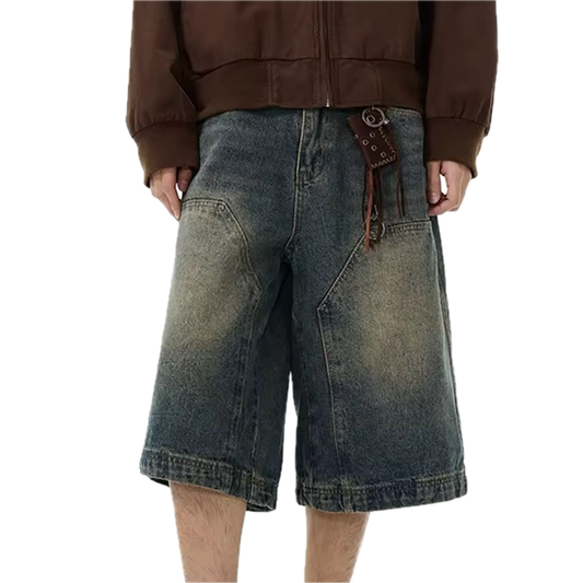 WASHED BLUE DENIM JORTS