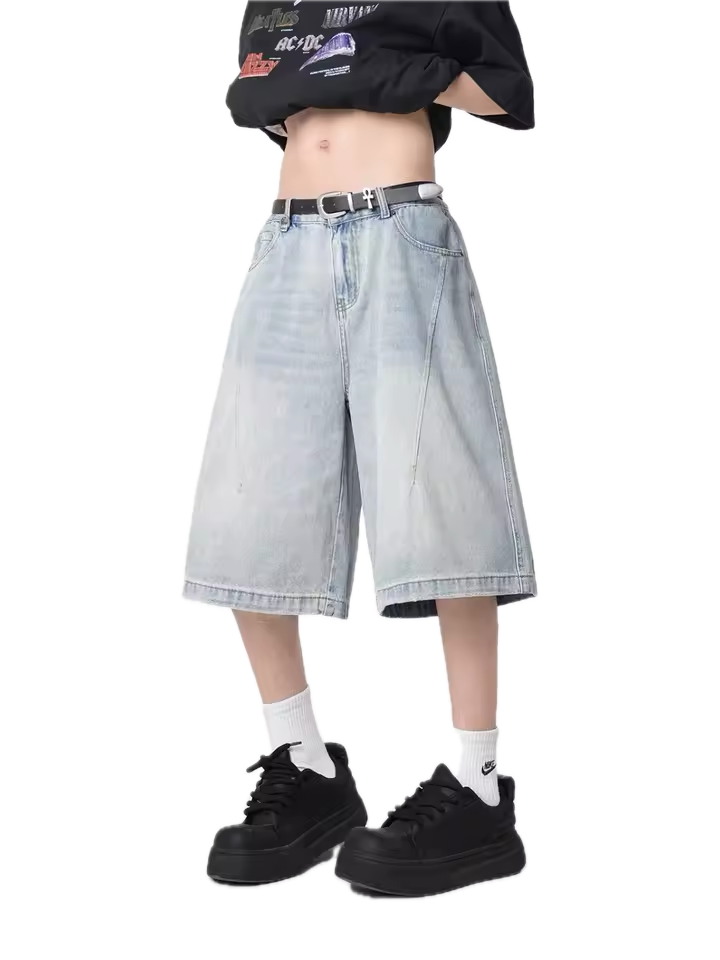 LIGHT BLUE DENIM JORTS