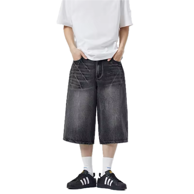 DARK GRAY DENIM JORTS