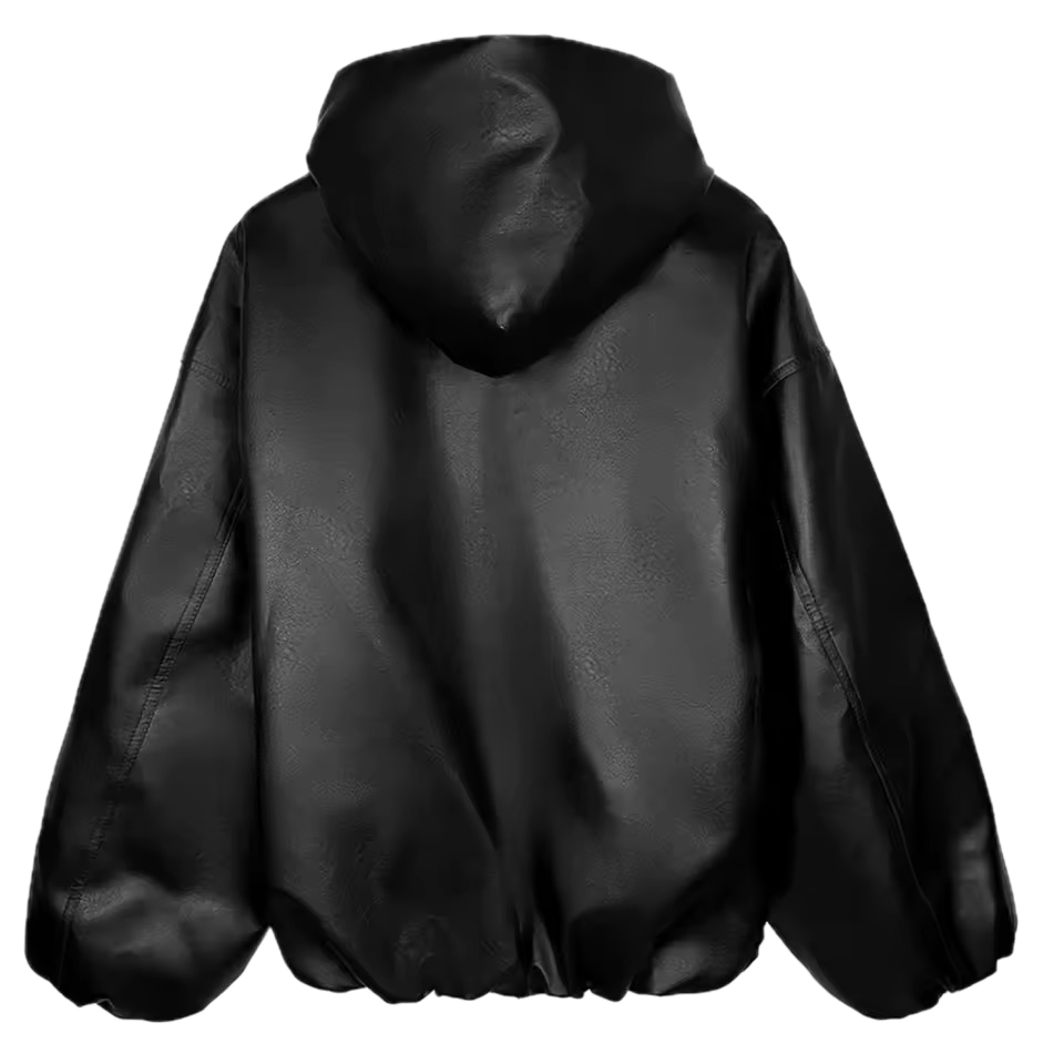 ESSENTIAL LEATHER HOODED JACKET