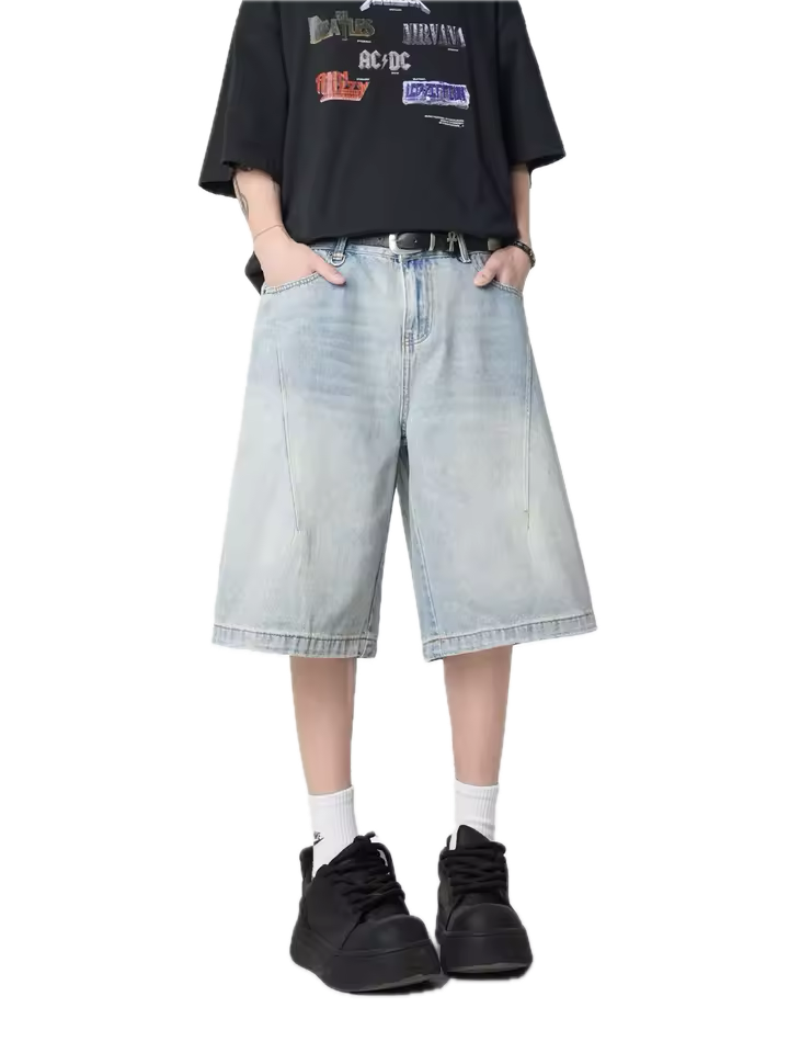 LIGHT BLUE DENIM JORTS